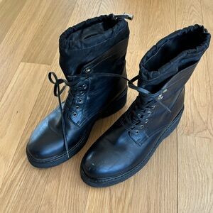 Prada early 2000’s black leather combat boot Size 8